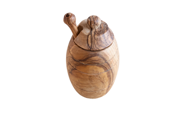 Olive Wood Honey Jar Set Small