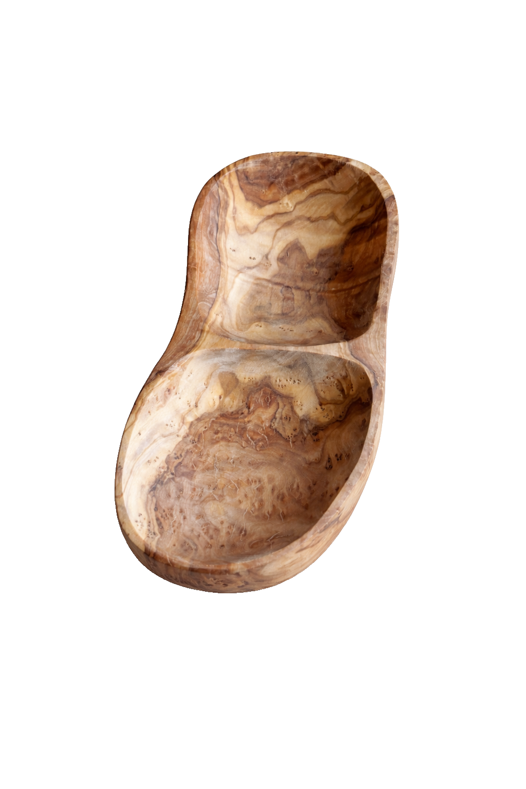 Olive Wood 2-Compartment Serving Dish