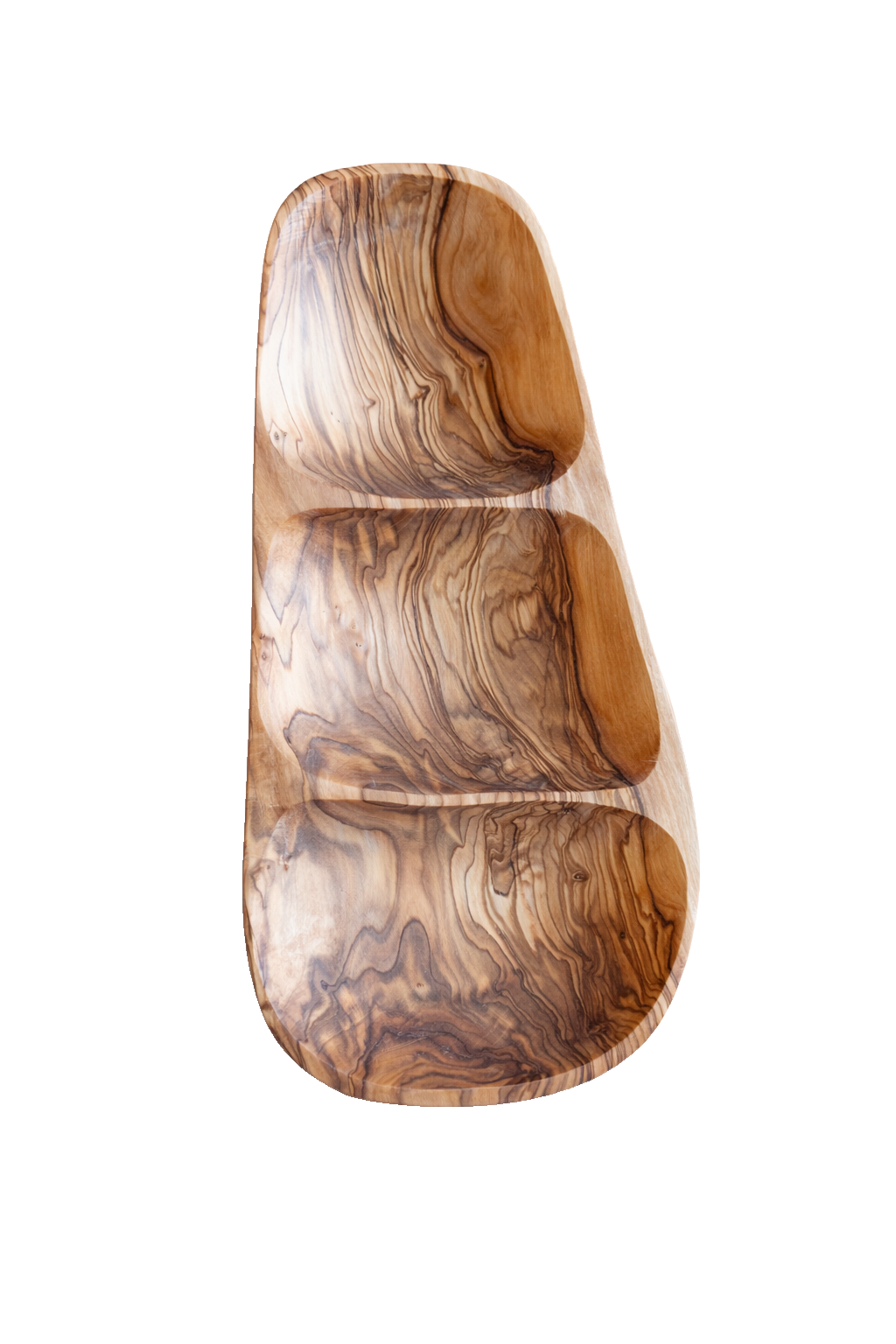 Olive Wood 3-Compartment Serving Tray