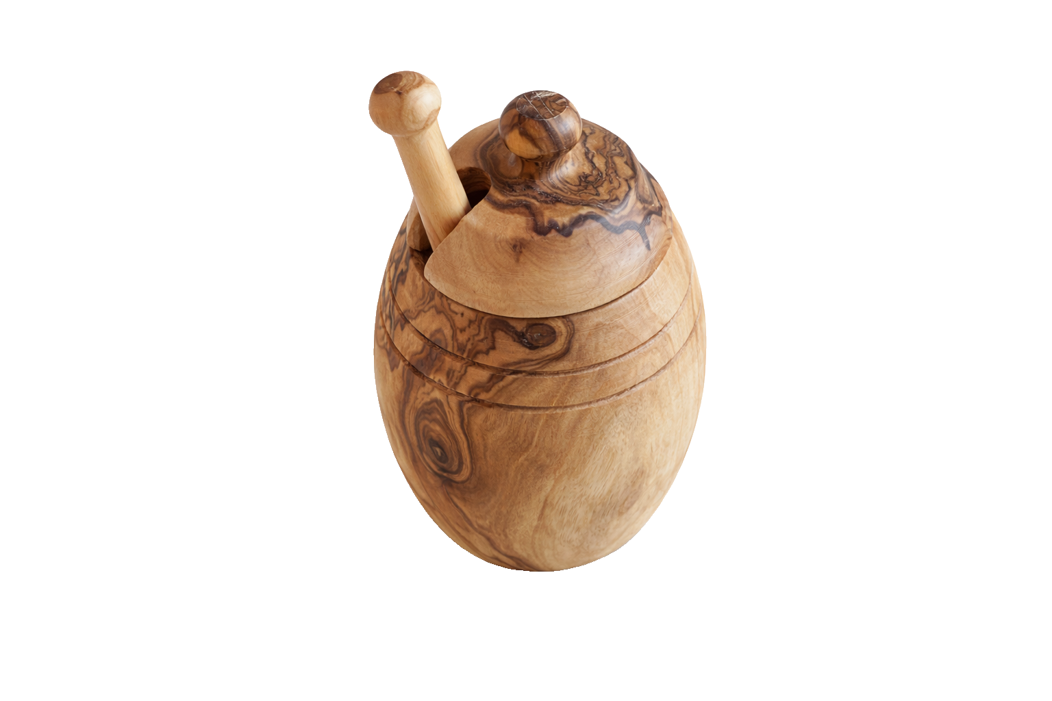 Olive Wood Honey Jar Set Large