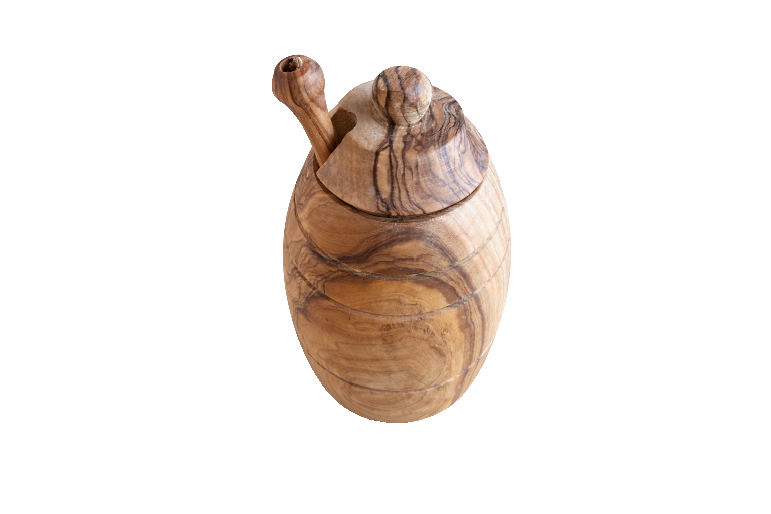 Olive Wood Honey Jar Set Small