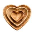 Olive wood heart bowl set