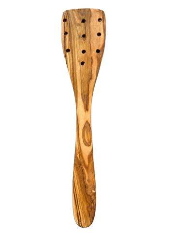 Olive wood slotted cooking spatula